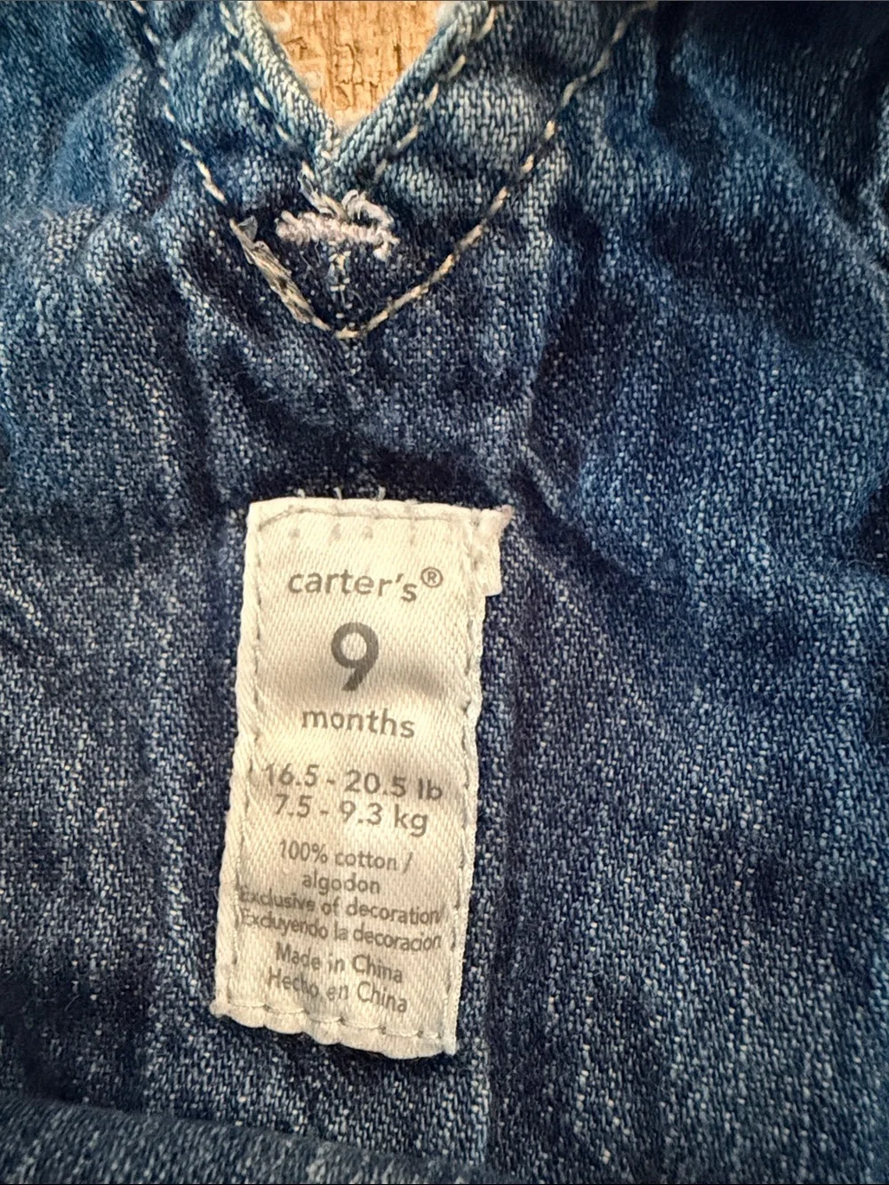 Carter's Denim Short Overalls with Pink Floral Embroidery